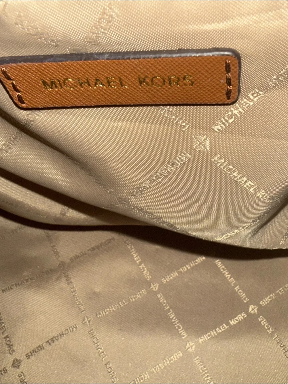 Michael Kors Beige and Tan Snake-Accent Wristlet